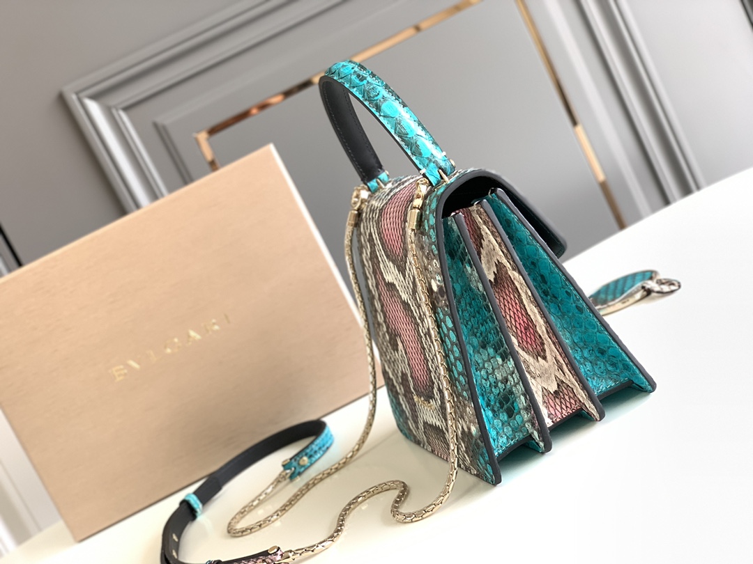 Bvlgari Serpenti Forever Mini Top Handle in Multicolor Python Skin